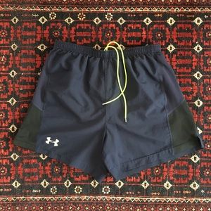 Under Armour Navy HeatGear Running Shorts, Size M